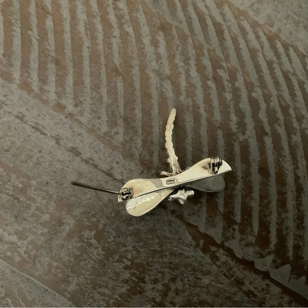 Sterling silver dragonfly pin brooch - Picture 5 of 8
